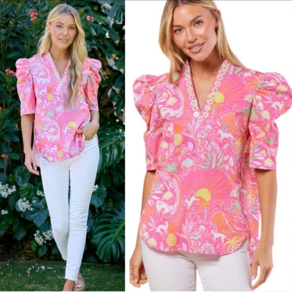 NEW Natalie Blouse in Whimsical Island Sunrise
SHERIDAN FRENCH vacation Size L